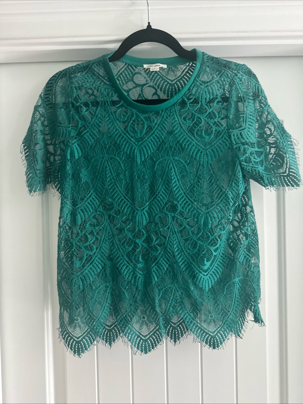 Women's Teal Lace Short Sleeve Top